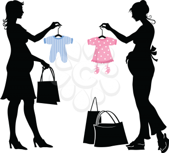 Royalty Free Clipart Image of Two Pregnant Women