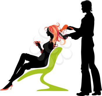 Royalty Free Clipart Image of a Woman at the Hairdressers