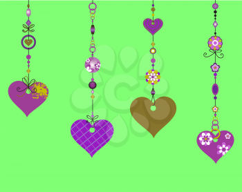 Royalty Free Clipart Image of Heart Wind Chimes