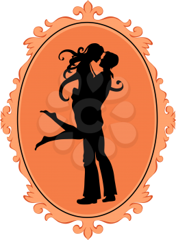 Royalty Free Clipart Image of a Couple Hugging