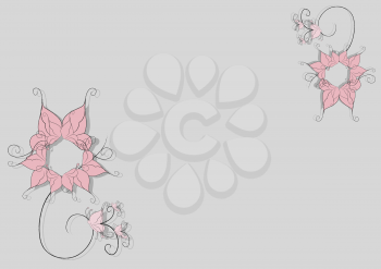 Royalty Free Clipart Image of a Floral Butterfly Background