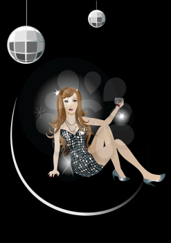 Royalty Free Clipart Image of a Woman Drinking