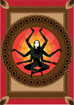 Royalty Free Clipart Image of a Woman Sitting in the Lotus Pose