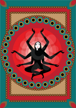Royalty Free Clipart Image of a Woman Sitting in the Lotus Pose