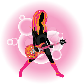 Royalty Free Clipart Image of a Woman Playing Guitar