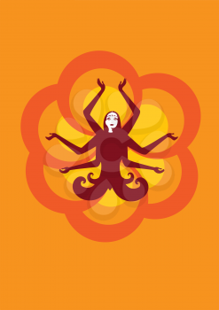 Royalty Free Clipart Image of a Woman Sitting in Lotus Pose
