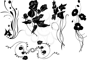 Royalty Free Clipart Image of Floral Designs