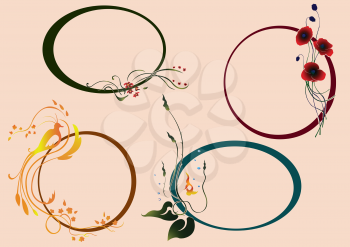 Royalty Free Clipart Image of a Set of Floral Border