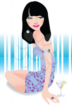 Royalty Free Clipart Image of a Woman With a Cocktail