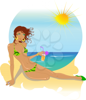 Royalty Free Clipart Image of a Woman on the Beach