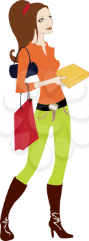 Royalty Free Clipart Image of a Woman Shipping
