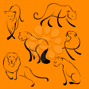 Royalty Free Clipart Image of Lion Drawings