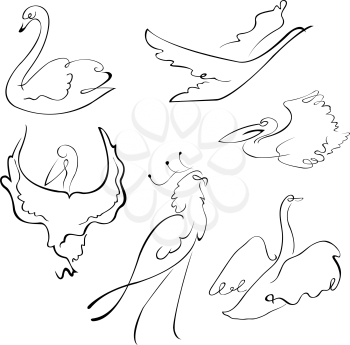 Royalty Free Clipart Image of Drawing of Birds