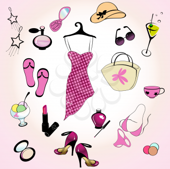 Royalty Free Clipart Image of a Female's Accessories