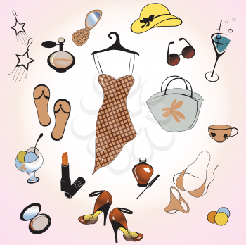 Royalty Free Clipart Image of a Woman's Accessories