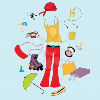 Royalty Free Clipart Image of a Female's Accessories