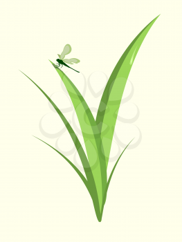 Royalty Free Clipart Image of a Dragonfly on a Plant