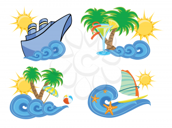 Royalty Free Clipart Image of a Summer Beach Set
