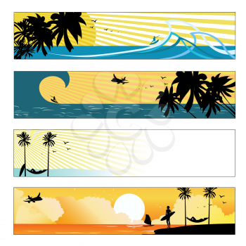 Royalty Free Clipart Image of a Beach Banner Sets