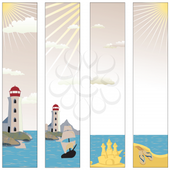 Royalty Free Clipart Image of a Set of Banners With a Lighthouse
