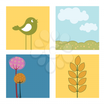 Royalty Free Clipart Image of Cute Nature Card Designs