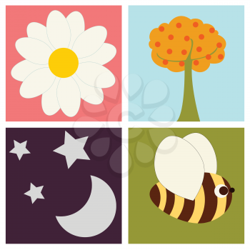 Royalty Free Clipart Image of Cute Nature Greeting Card Designs