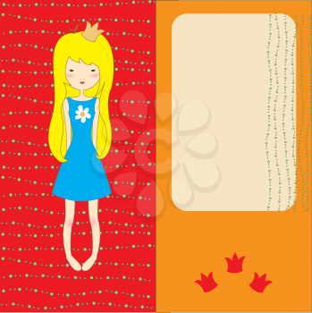 Royalty Free Clipart Image of a Girl on an Invitation