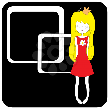 Royalty Free Clipart Image of a Girl Wearing a Crown