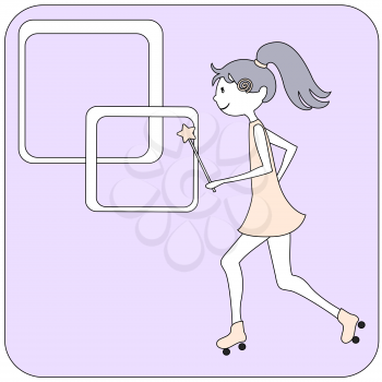 Royalty Free Clipart Image of a Girl Rollerblading