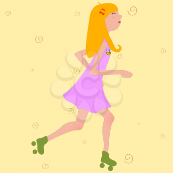 Royalty Free Clipart Image of a Girl on Rollerskates 