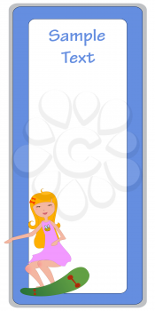 Royalty Free Clipart Image of a Girl on a Skateboard