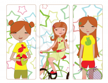 Royalty Free Clipart Image of a Girl Doing Activities