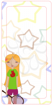 Royalty Free Clipart Image of a Girl Holding a Racket