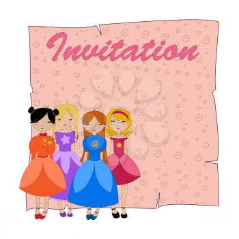 Royalty Free Clipart Image of Four Girls 