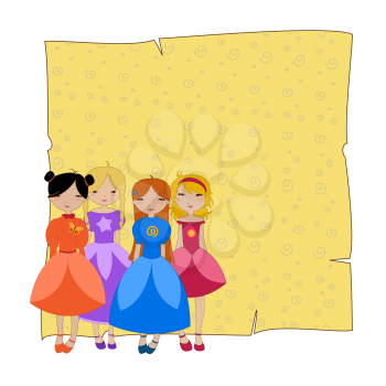 Royalty Free Clipart Image of Four Girls