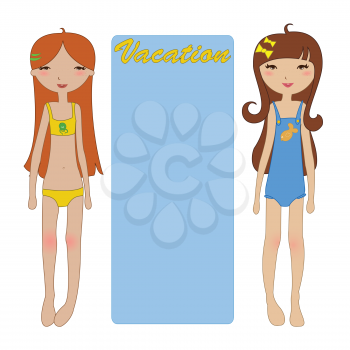Royalty Free Clipart Image of Two Girls