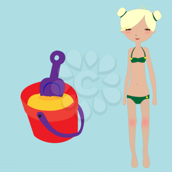 Royalty Free Clipart Image of a Girl With Beach Toys