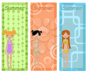 Royalty Free Clipart Image of Three Girls