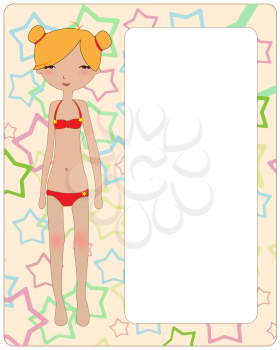 Royalty Free Clipart Image of a Girl With a Swimsuit