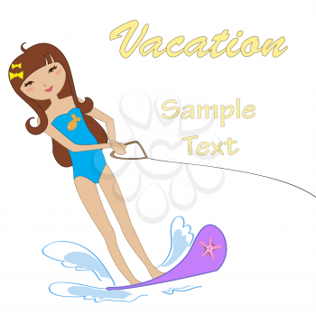 Royalty Free Clipart Image of a Girl on a Water Ski