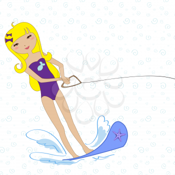Royalty Free Clipart Image of a Girl on Water Skis
