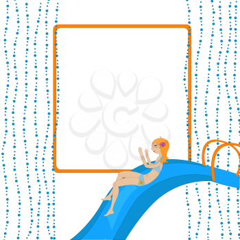 Royalty Free Clipart Image of a Girl on a Water Slide