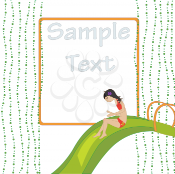 Royalty Free Clipart Image of a Girl on a Water Slide
