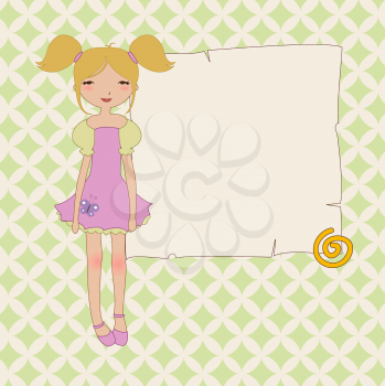 Royalty Free Clipart Image of a Girl on an Invitation