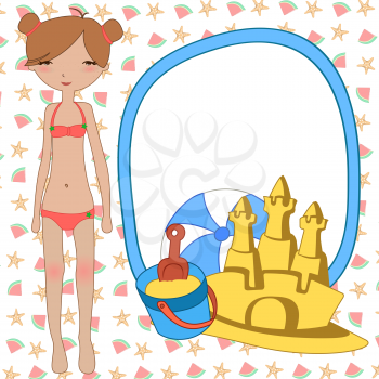 Royalty Free Clipart Image of a Girl at the Beach