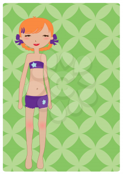 Royalty Free Clipart Image of a Girl in a Swimsuit