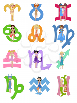 Royalty Free Clipart Image of All Zodiac Signs