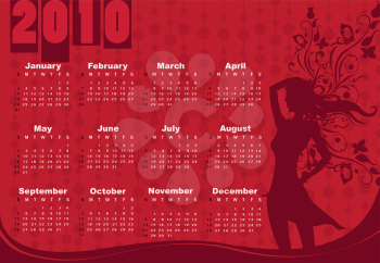 Royalty Free Clipart Image of a Woman on a Calendar