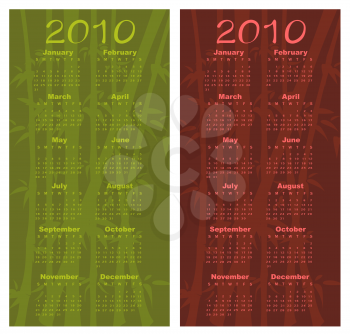 Royalty Free Clipart Image of Bamboo 2010 Calendars