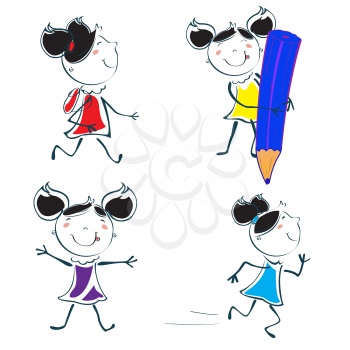 Royalty Free Clipart Image of a Bunch of Girls